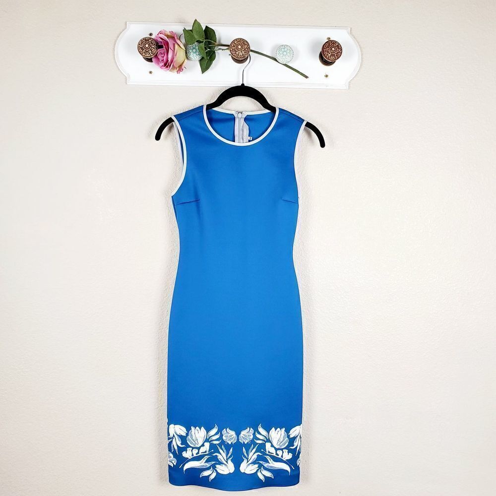 Clover Canyon Graphic Floral Scuba Dress Art Deco Dopamine Dressing XS